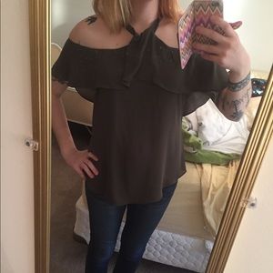 Olive green short sleeve top
